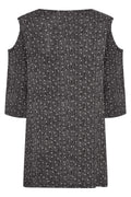 Plus Size Open Shoulder Detailed Polka Dot Half Sleeve Blouse