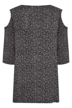 Plus Size Open Shoulder Detailed Polka Dot Half Sleeve Blouse