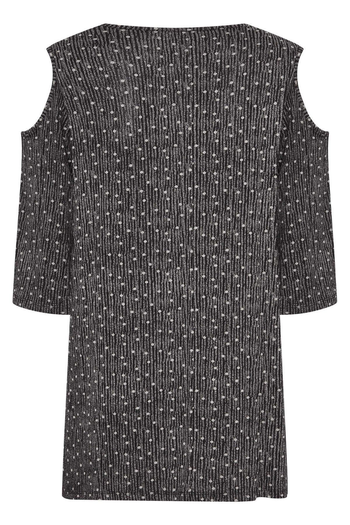 Plus Size Open Shoulder Detailed Polka Dot Half Sleeve Blouse