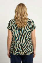 Plus Size Crew Neck Short Sleeve Zebra Print Blouse