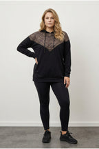 Plus Size Long Sleeve Hooded Sweatshirt with Quilted Detail