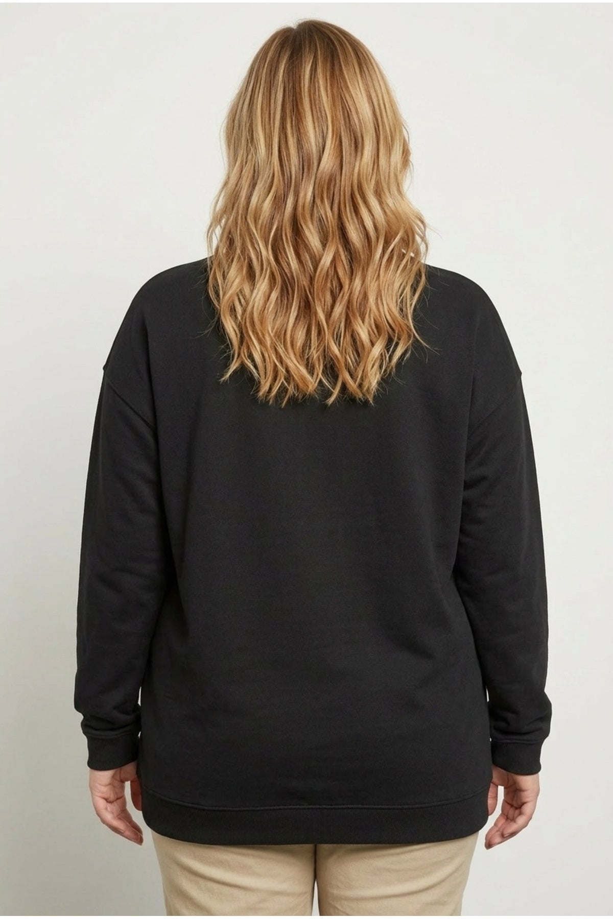 Plus Size Crew Neck Long Sleeve Basic Sweatshirt