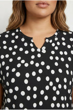 Plus Size V-Neck Short Sleeve Polka Dot Patterned Blouse