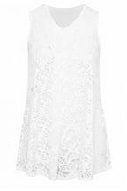 Plus Size V-Neck Sleeveless Unlined Lace Blouse