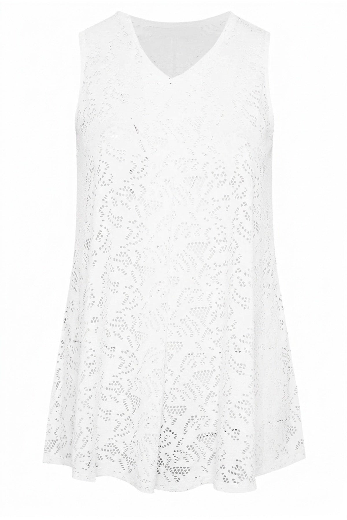 Plus Size V-Neck Sleeveless Unlined Lace Blouse
