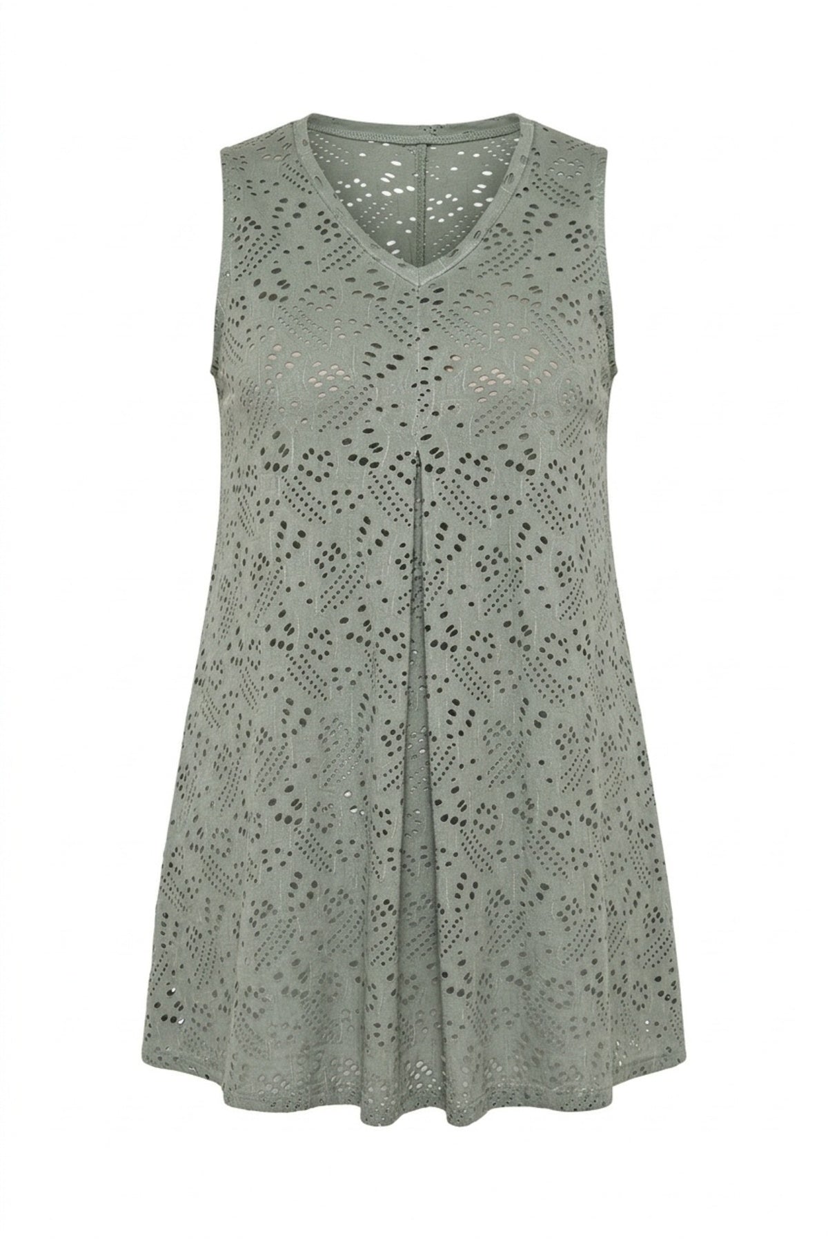 Plus Size V-Neck Sleeveless Lace Detailed Unlined Blouse