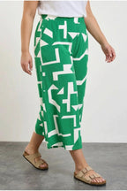 Plus Size High Waist Elasticated With Pockets Wide Leg Capri Pants