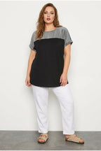 Plus Size Crew Neck Short Sleeve Shiny Printed T-shirt