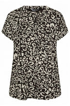 Plus Size Crew Neck Eyelet Detailed Patterned T-shirt