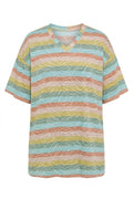 Plus Size V-Neck Striped Zebra Print T-shirt