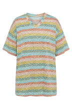 Plus Size V-Neck Striped Zebra Print T-shirt