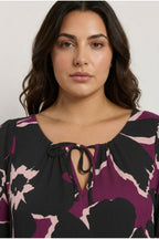 Plus Size V-Neck Long Sleeve Crinkle Fabric Maxi Dress
