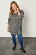 Plus Size Half Sleeve Button Detailed Soft Textured Sweater
