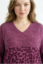 Plus Size V-Neck Long Sleeve Plush Sweatshirt