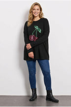 Plus Size Long Sleeve Crew Neck Sequin Tunic
