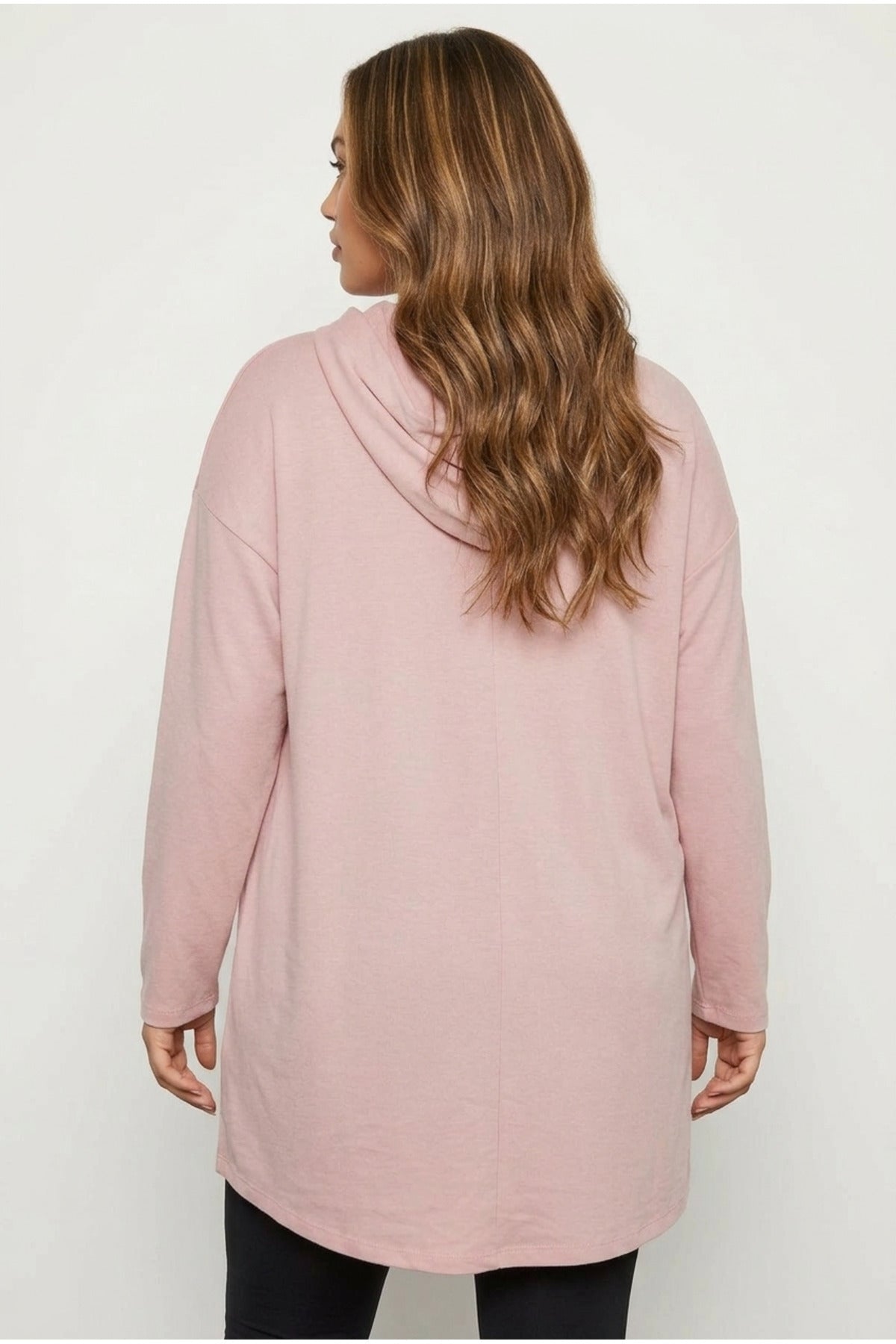 Plus Size Hooded Sequin Detailed Pocketless Long Sleeve Sweatshirt