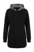 Plus Size Long Sleeve Hooded Kangaroo Pocket Side Slit Sweatshirt
