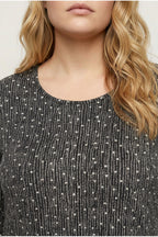Plus Size Open Shoulder Detailed Polka Dot Half Sleeve Blouse