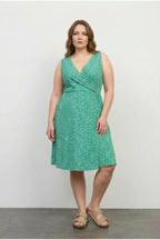Floral Patterned V-Neck Sleeveless Dress