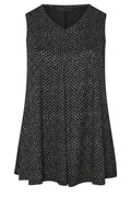Plus Size Sleeveless V-Neck Patterned Stretchy Blouse