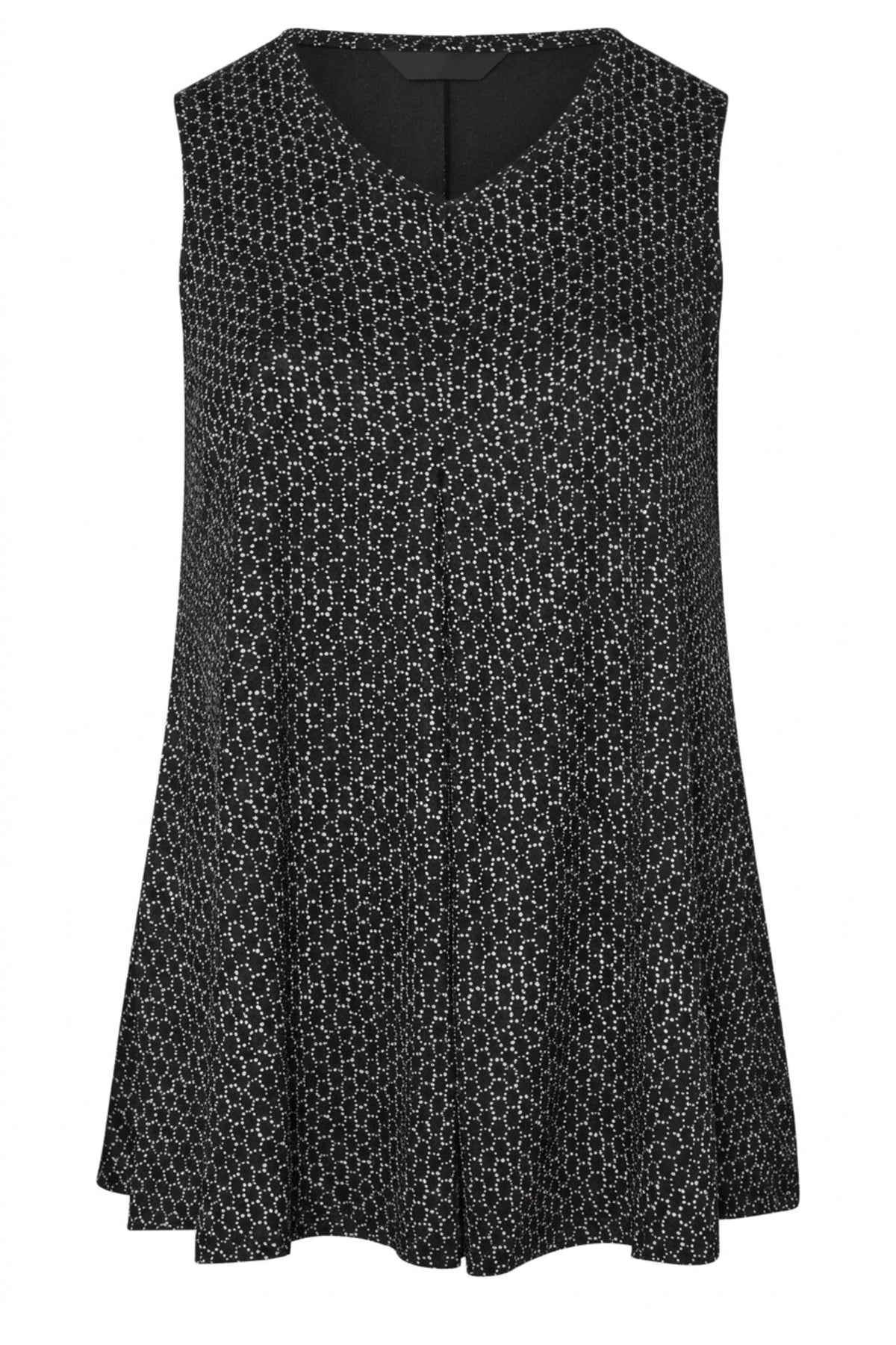 Plus Size Sleeveless V-Neck Patterned Stretchy Blouse