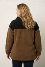 Plus Size Long Sleeve Hooded and Pocketed Plush Sweatshirt
