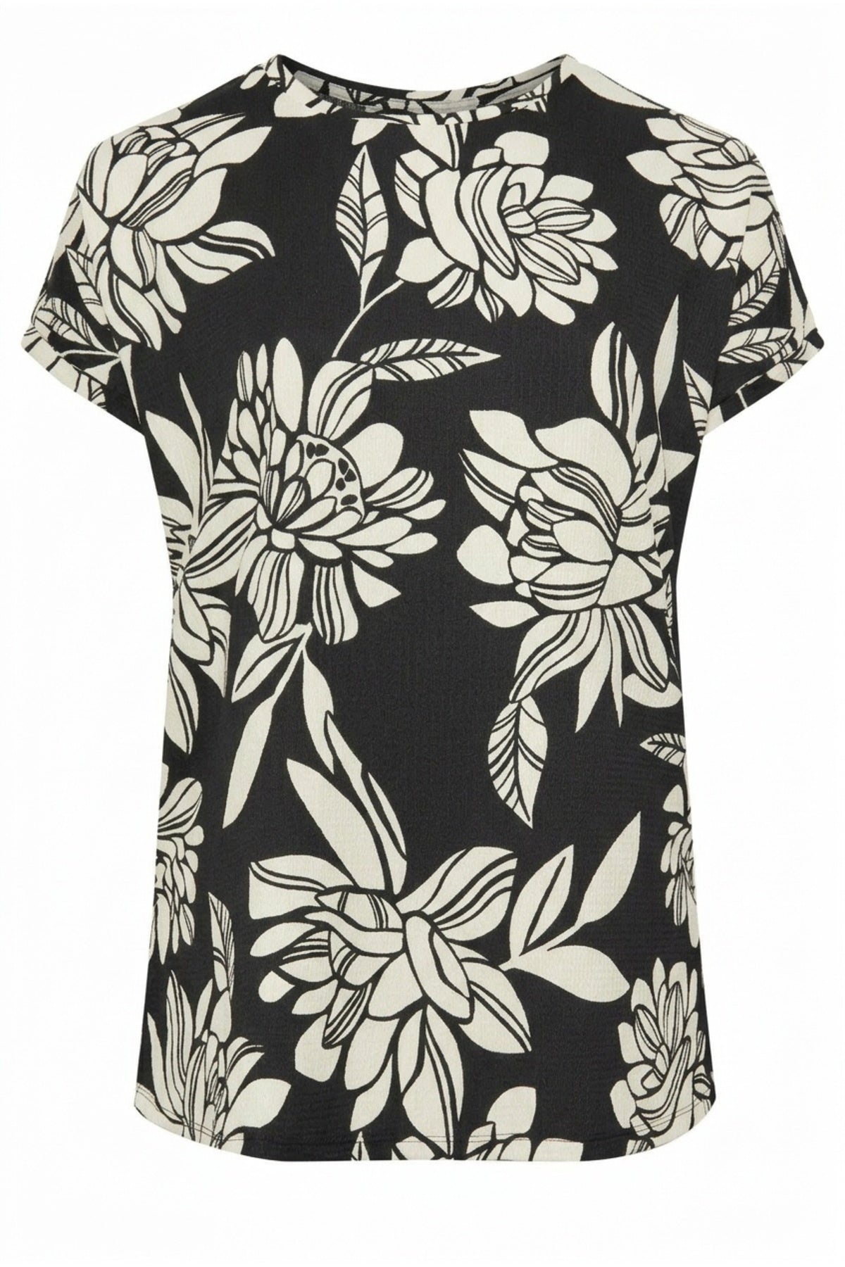 Plus Size Short Sleeve Crew Neck Floral Patterned Blouse