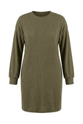 Plus Size Long Sleeve Crew Neck Straight Cut Dress