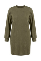 Plus Size Long Sleeve Crew Neck Straight Cut Dress