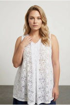 Plus Size V-Neck Sleeveless Unlined Lace Blouse