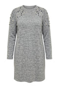 Plus Size Crew Neck Long Sleeve Beaded Plush Tunic