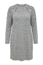 Plus Size Crew Neck Long Sleeve Beaded Plush Tunic