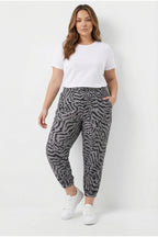 Plus Size Patterned Harem Pants with Elasticated Waist and Cuffs and Pockets
