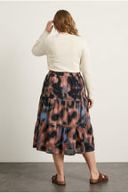Plus Size Elasticated Waist Pleated Patterned Stretchy Skirt