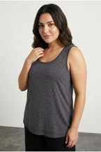 Plus Size Sleeveless Crew Neck Blouse with Front Stone Embellishment