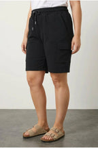 Plus Size Pocketed Drawstring Waist Loose Fit Cargo Jogger Shorts