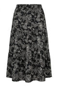 Plus Size Elastic Waist Pleated Floral Print Stretchy Fabric Skirt