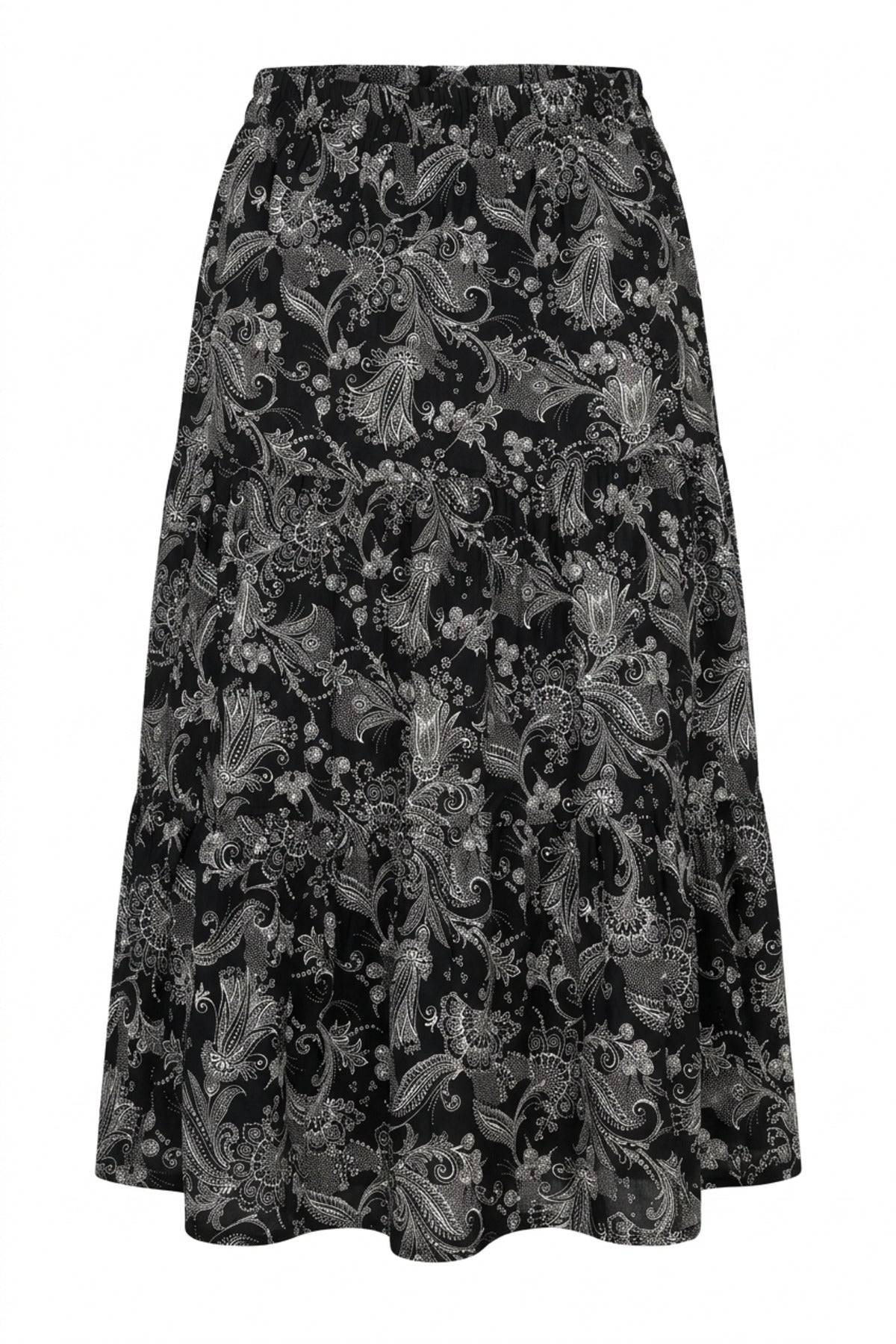 Plus Size Elastic Waist Pleated Floral Print Stretchy Fabric Skirt
