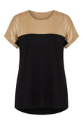 Plus Size Crew Neck Short Sleeve Shiny Stretchy Fabric T-shirt
