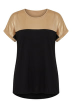 Plus Size Crew Neck Short Sleeve Shiny Stretchy Fabric T-shirt