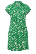 Plus Size Polo Neck Short Sleeve Floral Print Button Detail Belted Dress