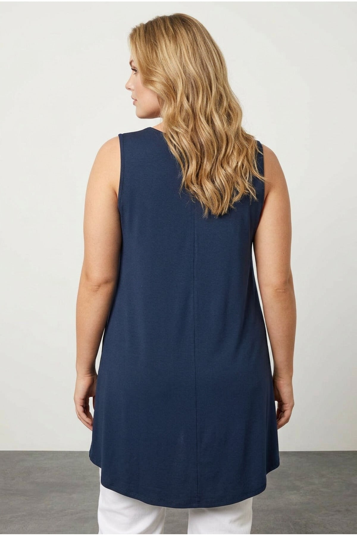 Plus Size Crew Neck Short Sleeve High-Low Patterned Blouse