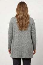 Plus Size Open Front Long Sleeve Asymmetrical Cut Thin Cardigan