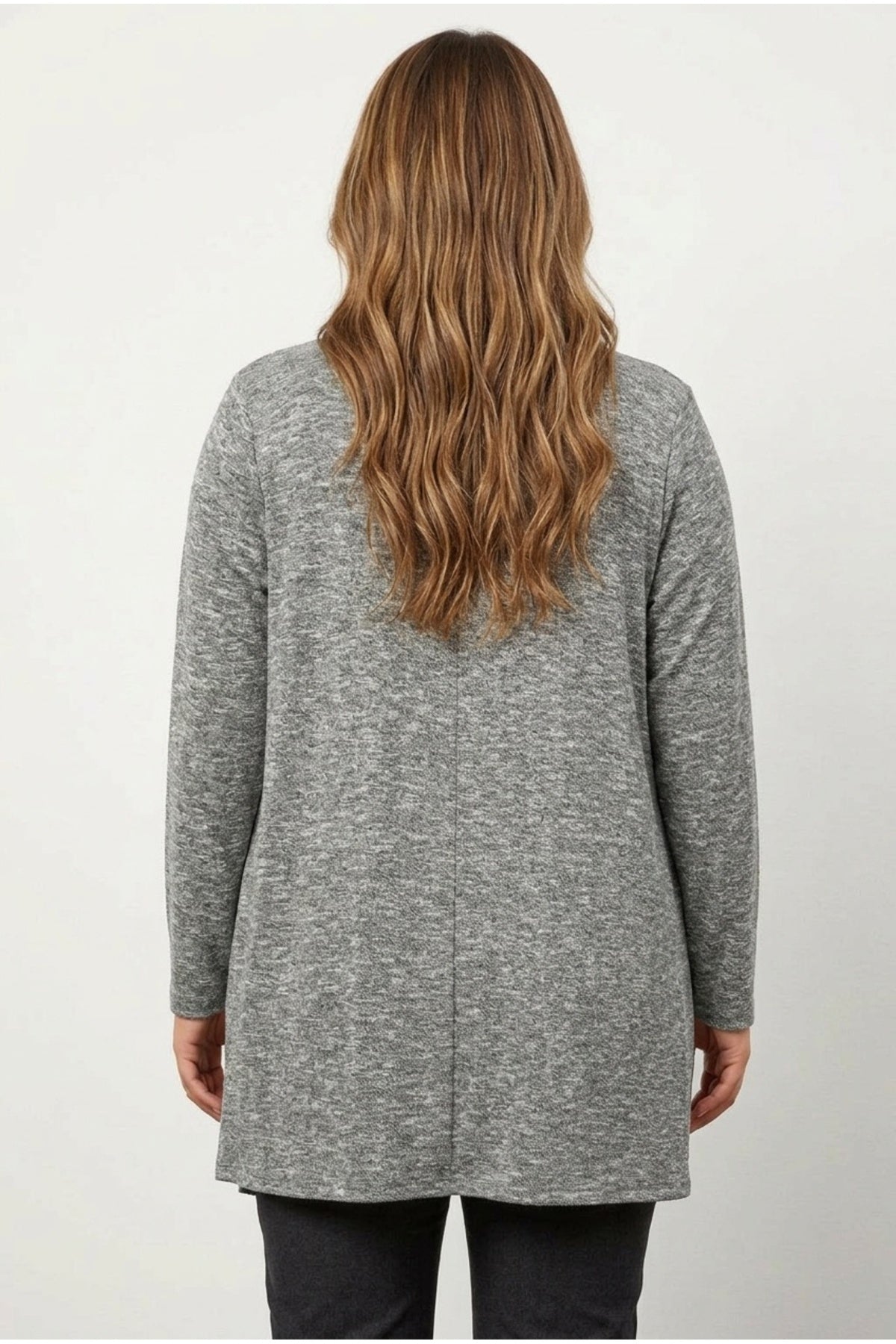 Plus Size Open Front Long Sleeve Asymmetrical Cut Thin Cardigan