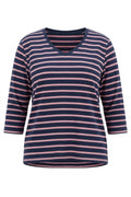 Plus Size V-Neck Dolman Sleeve Striped Lightweight Sweatshirt
