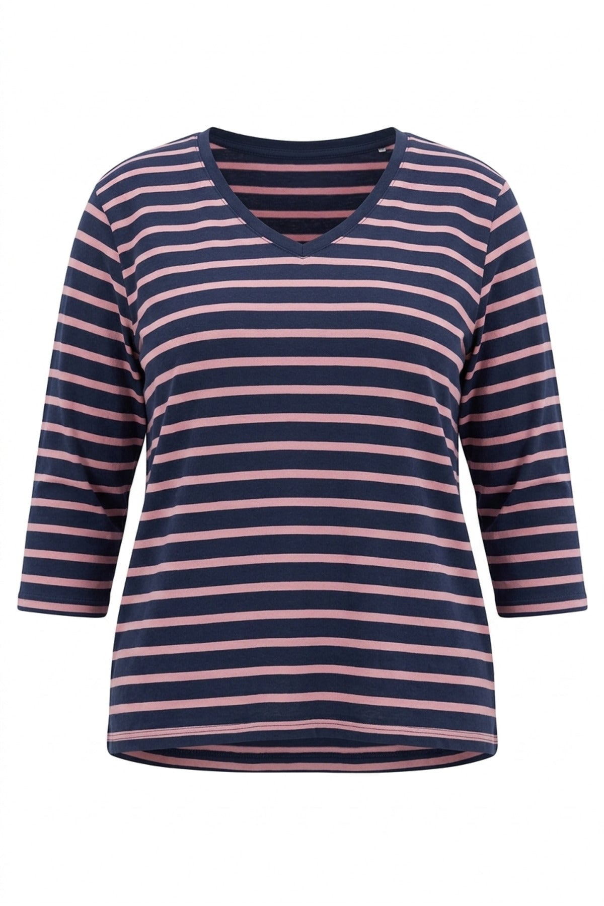 Plus Size V-Neck Dolman Sleeve Striped Lightweight Sweatshirt