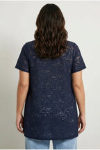 Plus Size V-Neck Short Sleeve Unlined Lace T-shirt