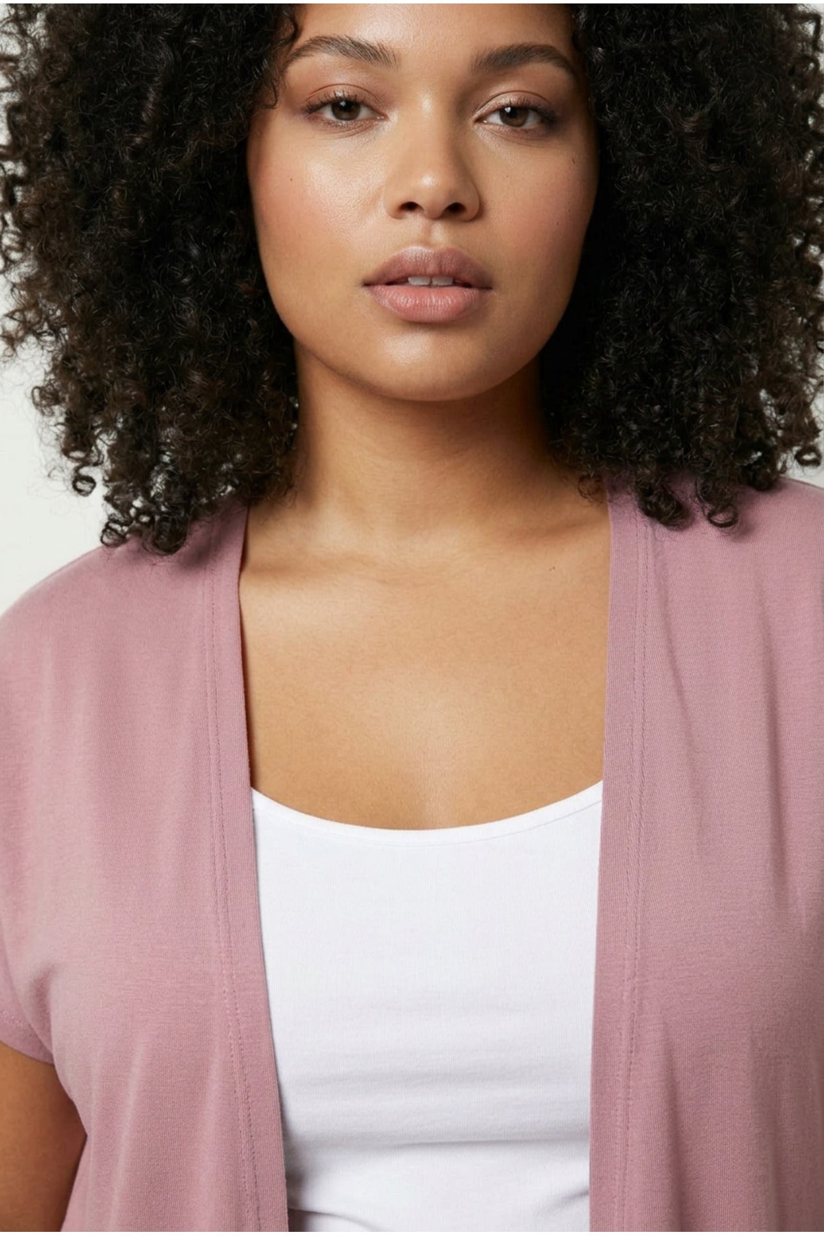 Plus Size Short Sleeve Open Front Lightweight Cardigan
