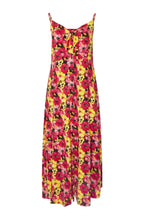 Plus Size Front Shirred Strappy Floral Print Buttoned Dress