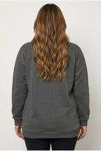 Plus Size Crew Neck Long Sleeve Front Printed Sweatshirt